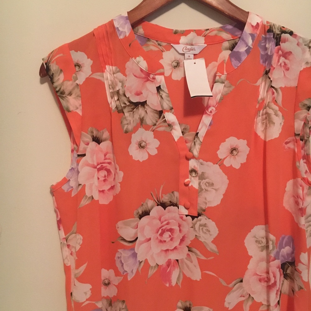 • LOCAL SALE // lauren conrad sleeveless floral coral blouse • - Picture 5 of 9